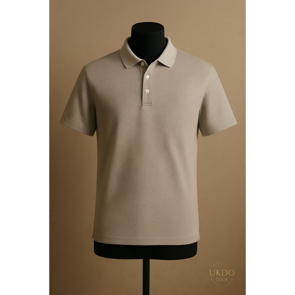 Van Heusen Studio Men’s Slim Fit Polo Shirt XL – Textured White & Gray Pattern - Picture 3 of 8